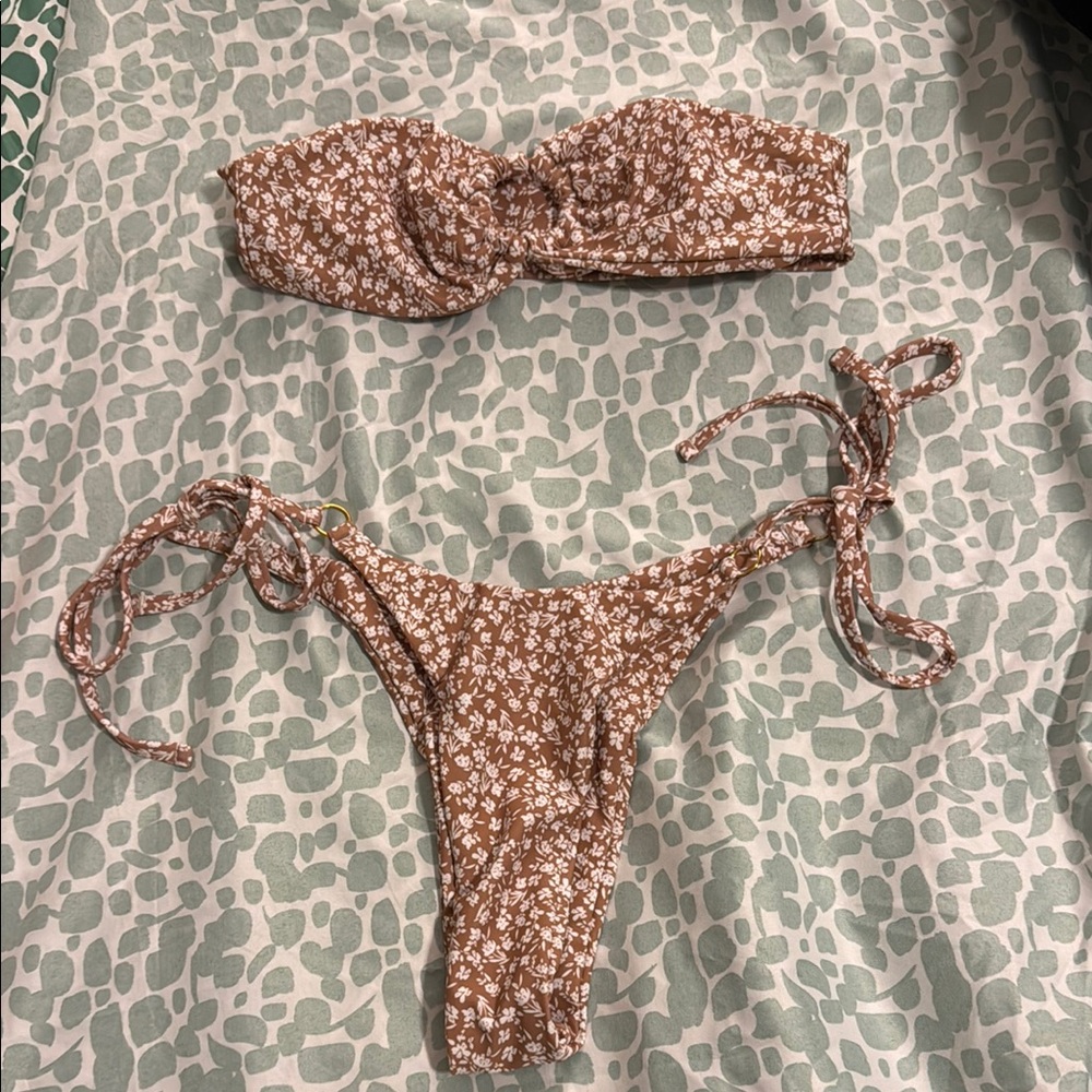 SHEIN Brown Floral Bikini